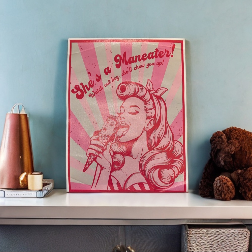 Retro “She’s a Maneater “ Pink & Red Pin Up Girl
Ice Cream Cone Canvas Print - Picture 9 of 12